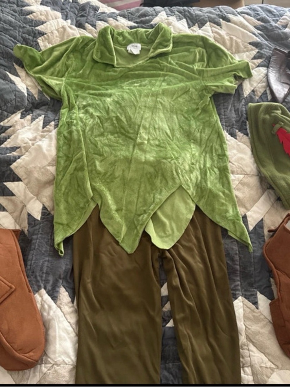 Disney Green Peter Pan Costume Shirt and Brown Pants